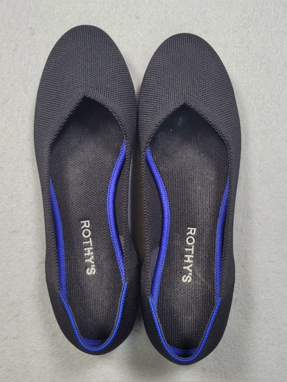 Rothys The Flat Black Solid Knit Rounded Toe Ballet Flats Shoes Original W10